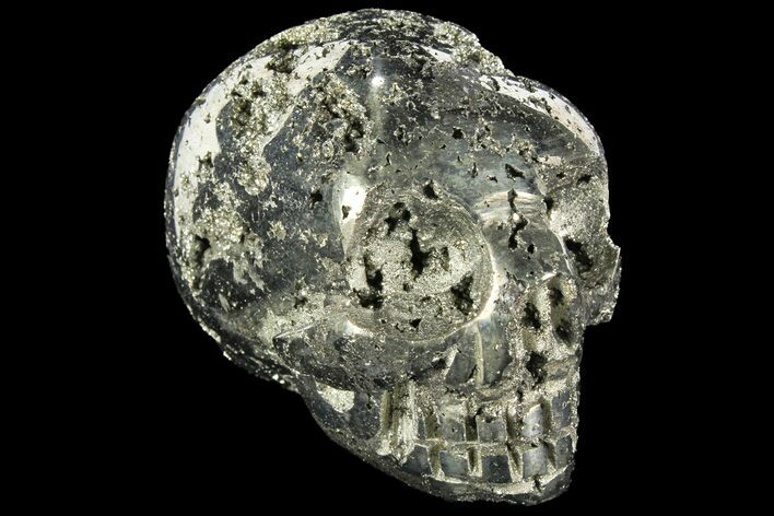Polished Pyrite Skull With Pyritohedral Crystals #96318